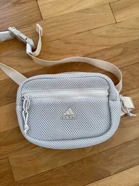 adidas White Mesh Crossbody Pouch with Adjustable Strap